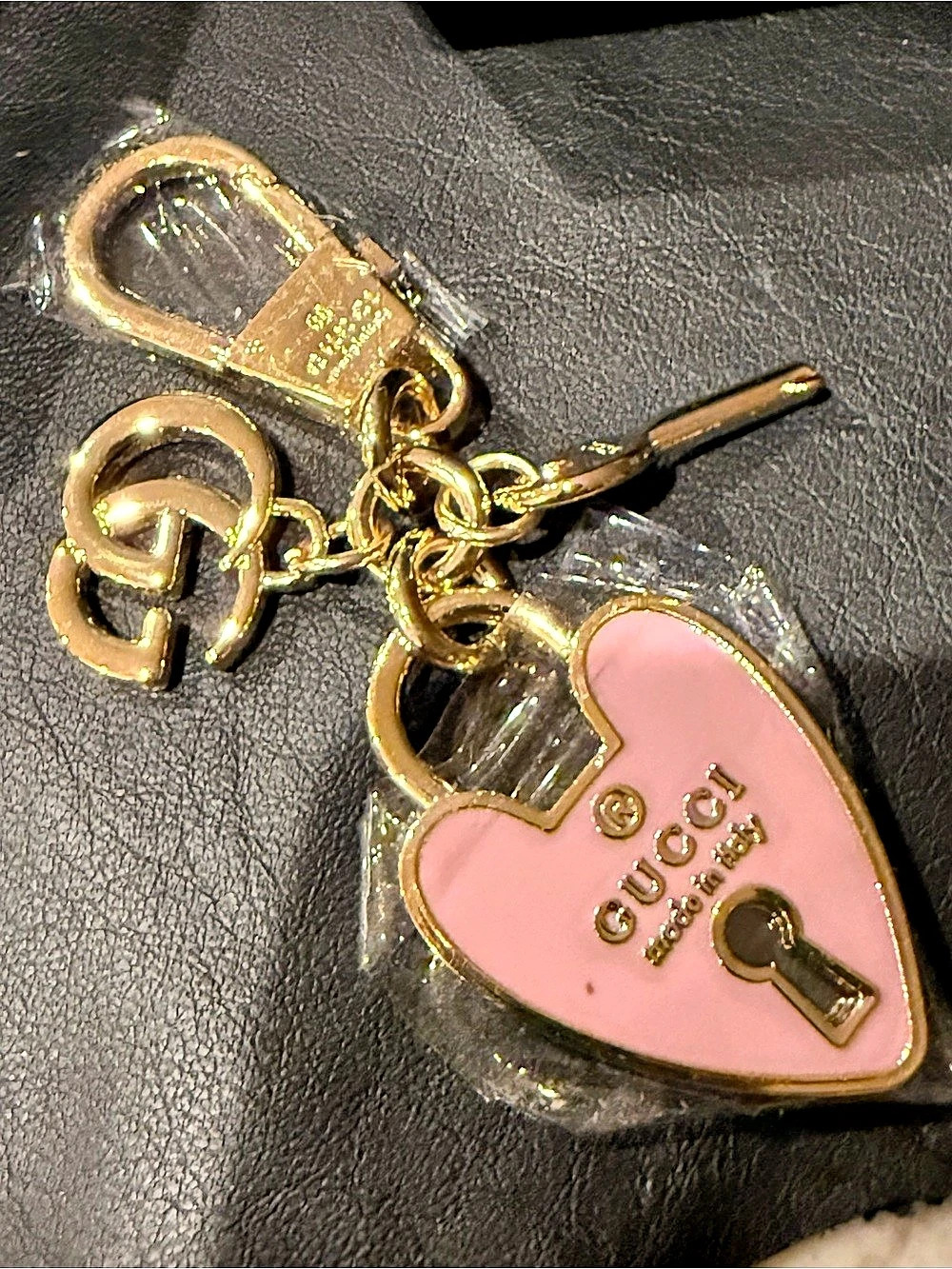 Gucci Heart-Shaped Keychain Pink & Gold